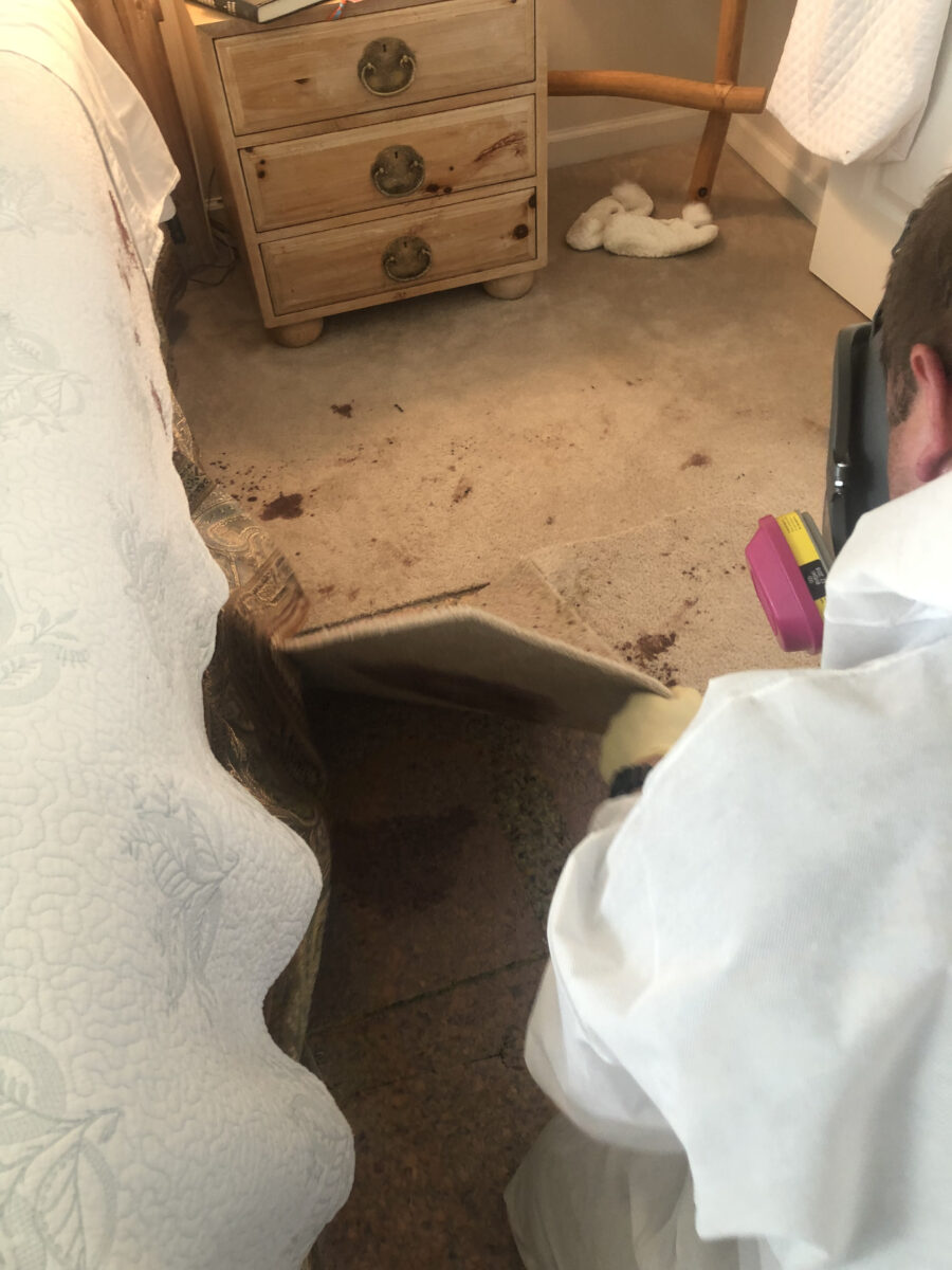 Air quality inspector testing for mold spores and contaminants in Marietta GA building