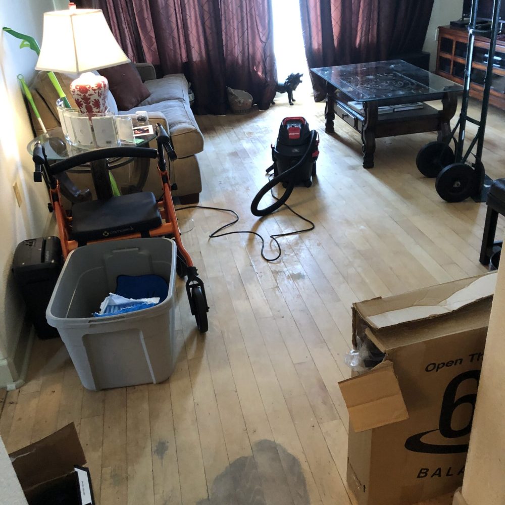 Professional biohazard technician performing body fluid cleanup in Marietta GA property